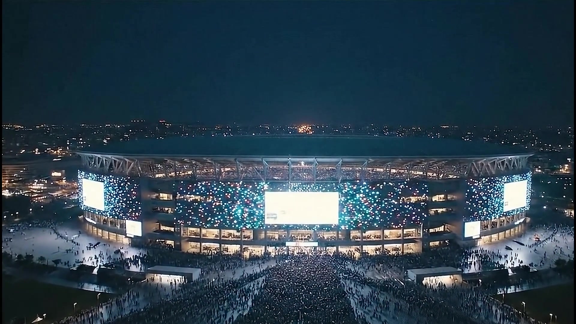 A sold-out stadium on a live night, protected by eConnect